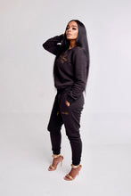 Load image into Gallery viewer, Women Sweater and Jogger Set (Black and Cream)